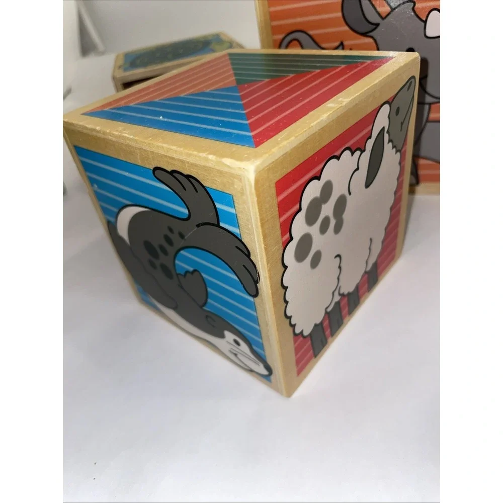 Melissa Doug ANIMAL NESTING BLOCKS Classic Wooden Toys Includes 4 Blocks VTG